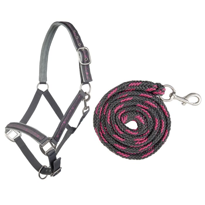 Head collar & lead rope (180cm), snap hook -Stars-